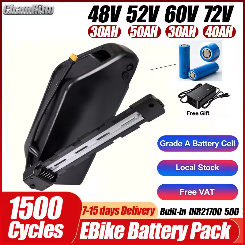 Ebike Battery 48V 20Ah Hailong - Cham 52V, 48V, 72V, 50Ah, 60Ah