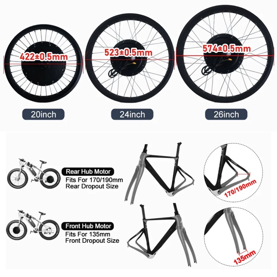 72V 3000W 팻 타이어 스노우 바이크 모터 개조  - Ebike Conversion Kit 72V 3000W 리뷰 및 가격