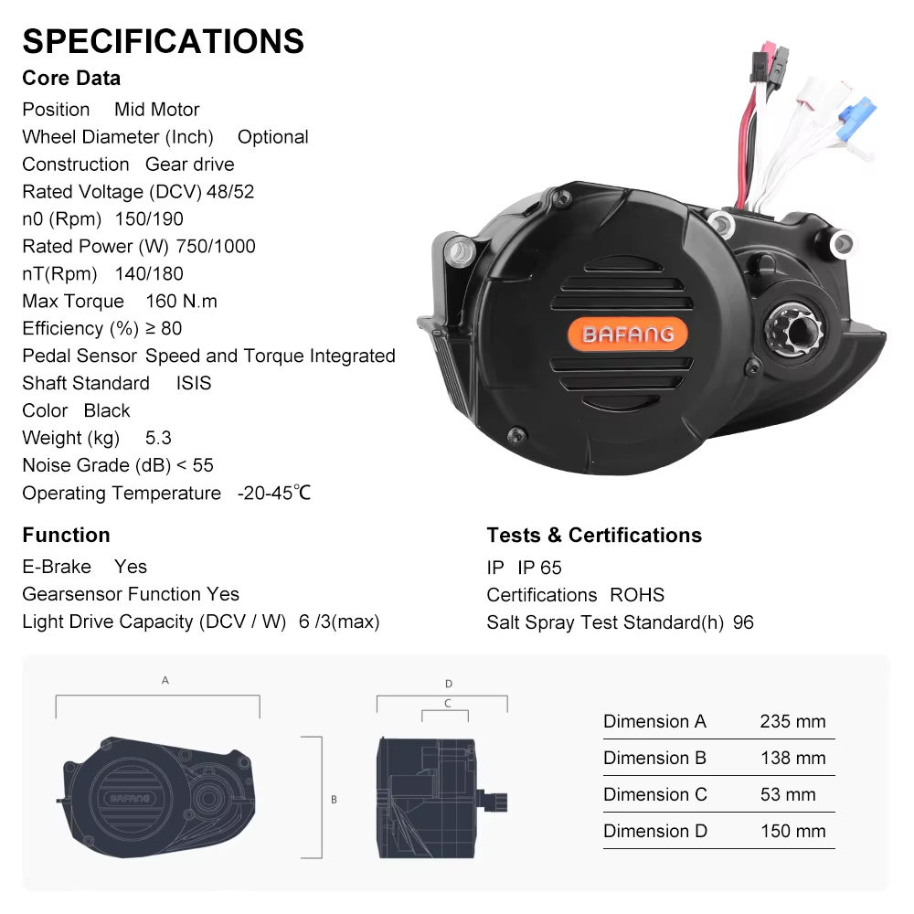 전기 자전거용 바팡 M620 G510 48/52V 10 - Mid Drive Motor Kit 52V 1000W 리뷰 및 가격